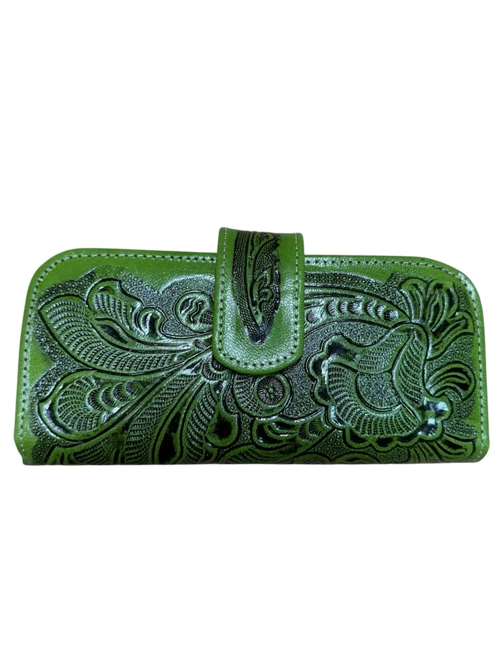 Mexican leather embossed wallet Green
